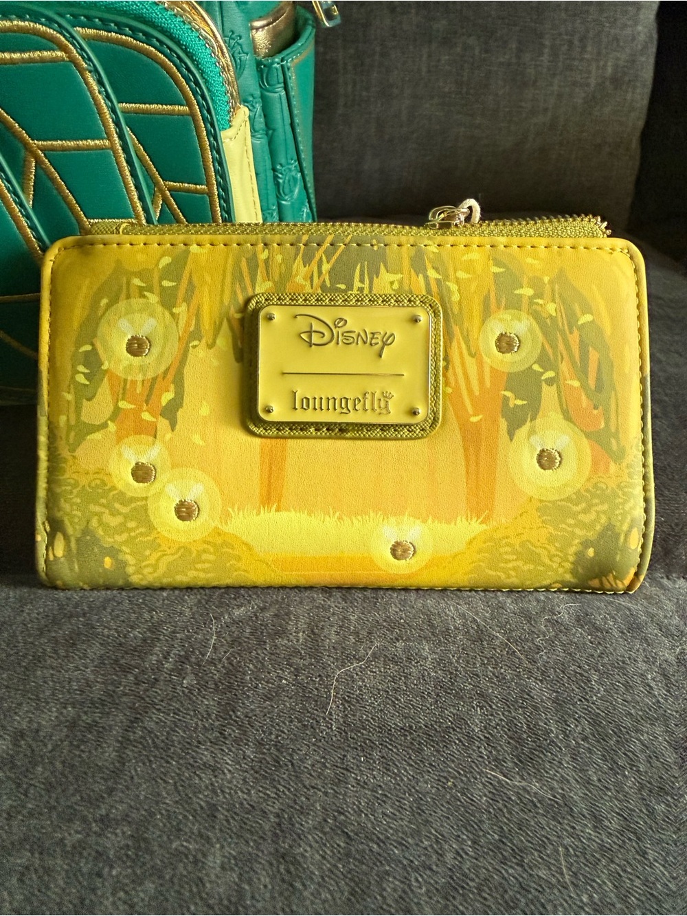 Hardtag Loungefly princess Tiana Teal Floral Mini Backpack with Matching Wallet - Picture 3 of 9